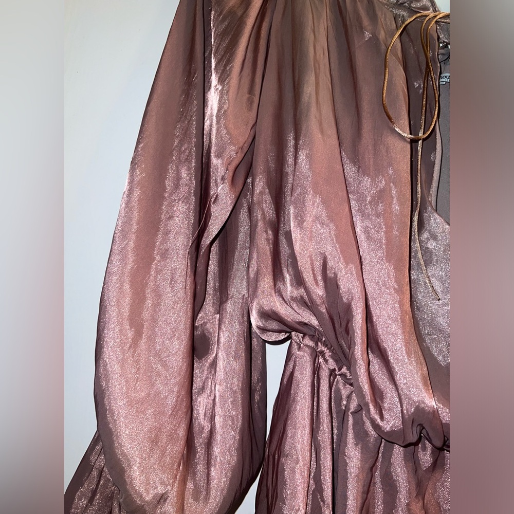 House of CB Dusty Rose Satin Off-Shoulder Mini Dress - Picture 6 of 9